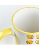 Кружка белая, желтая ободок, желтая ручка