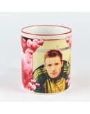 Кружка белая, красный ободок, красная ручка