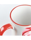 Кружка белая, красный ободок, красная ручка